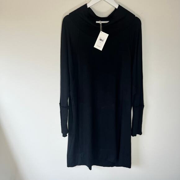 NWT Splendid Supersoft Mock Neck Dress Sweater Dress long sleeve knit Black - Picture 4 of 5